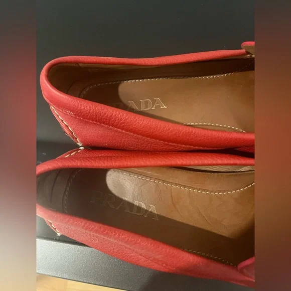 Prada Red Leather Loafers - Men’s (US 9, Italian 8) - Picture 2 of 6